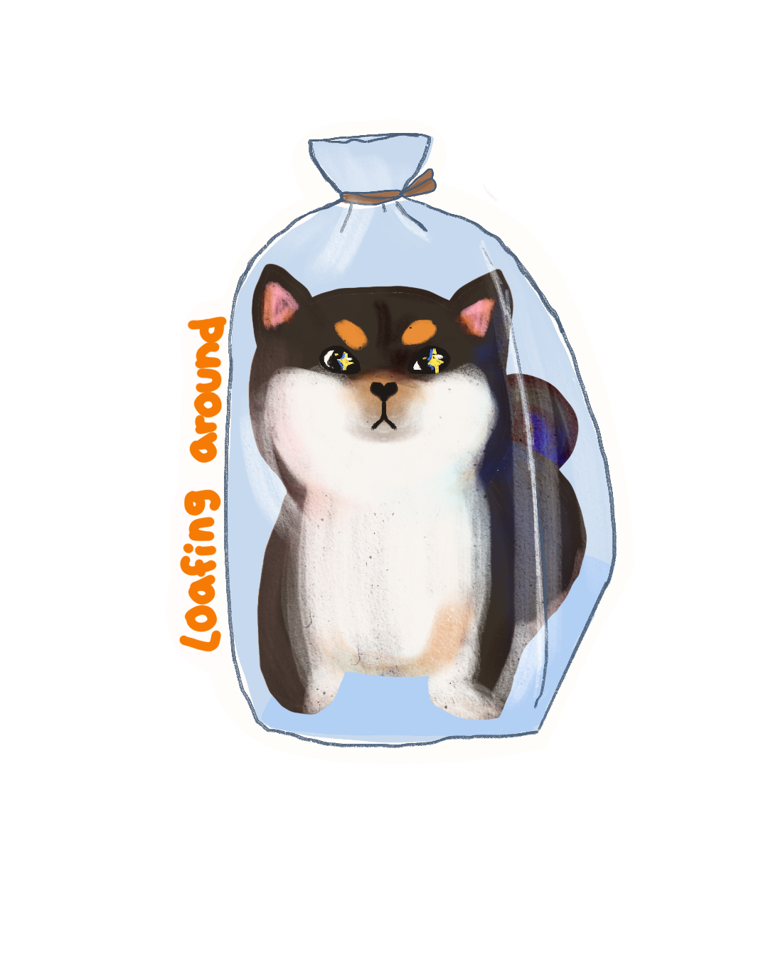 Loafing Around Shiba Sticker