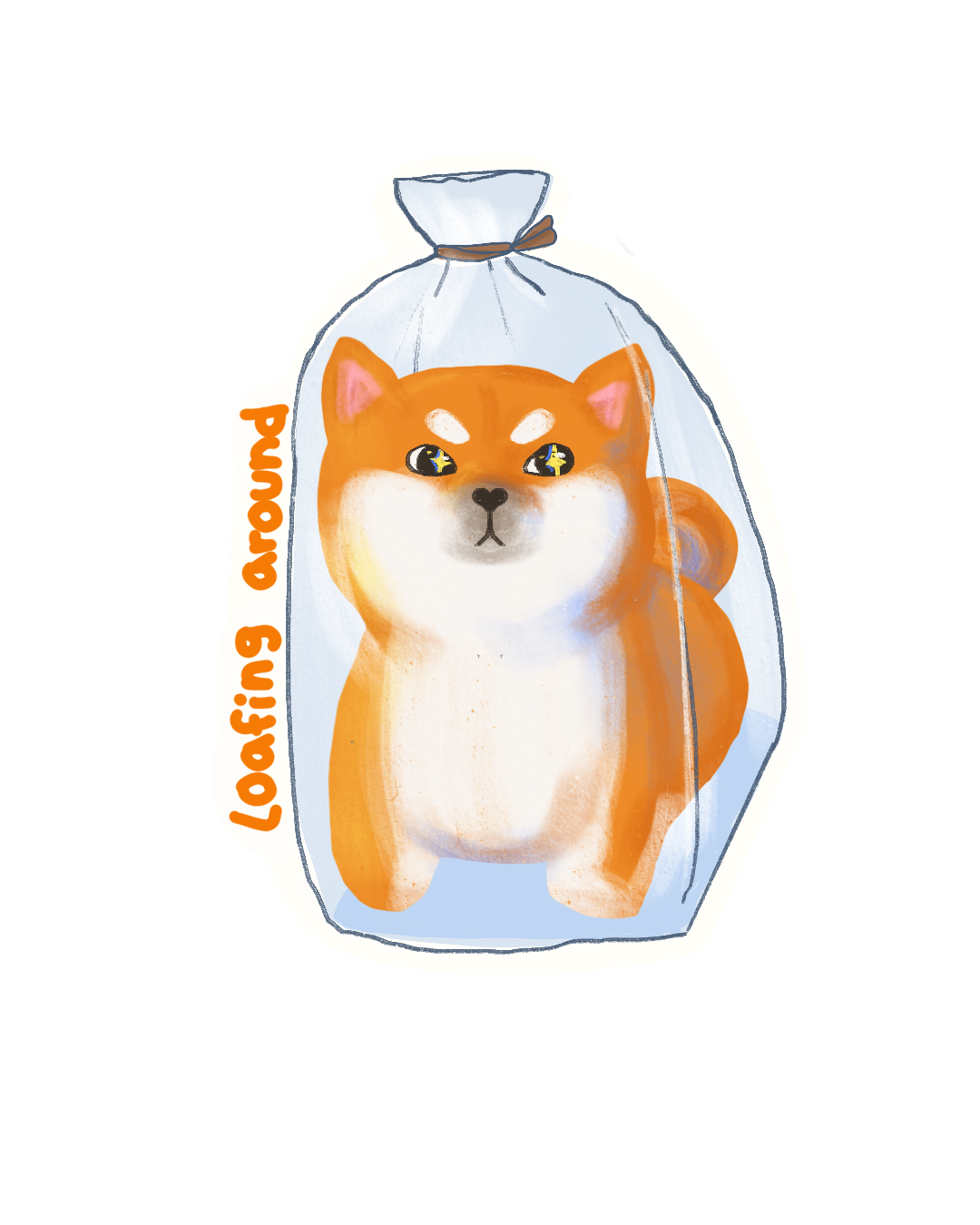 Loafing Around Shiba Sticker