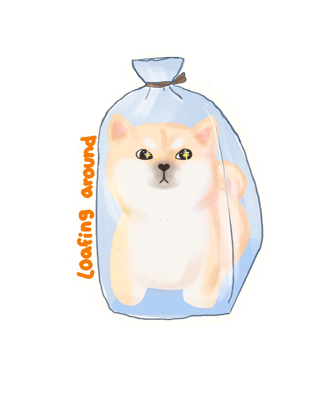 Loafing Around Shiba Sticker