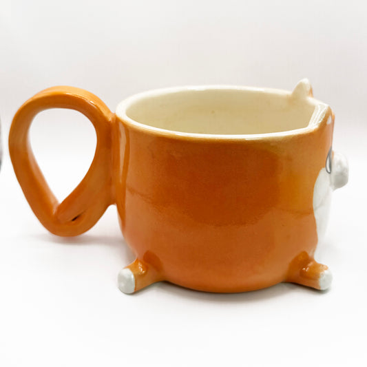 [Quirky Cut] Red Shiba Inu "Side-Eye" Mug with Legs & Curly Tail Handle