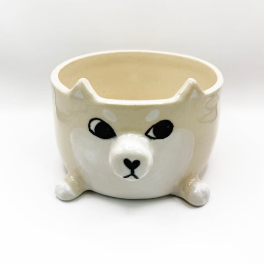 White Shiba Inu "Side-Eye" Bowl