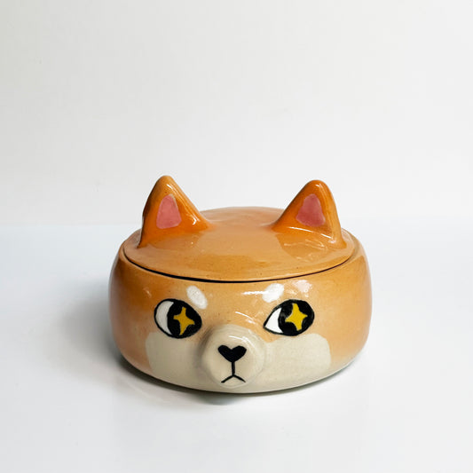 Red Side Eye Shiba Mini Lid Jar