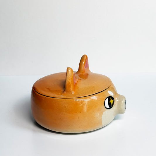 Red Side Eye Shiba Mini Lid Jar