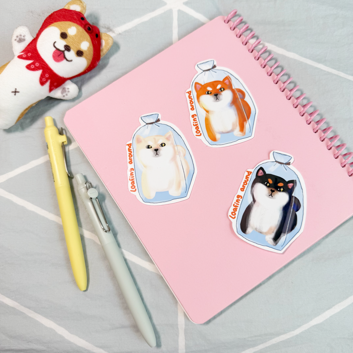 Loafing Around Shiba Sticker